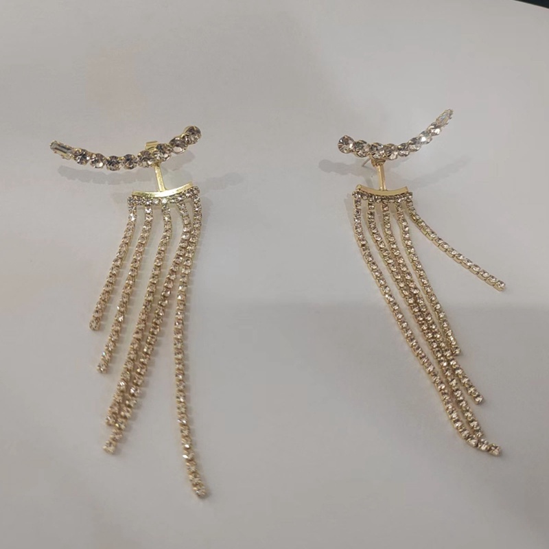 Anting Gantung Sterling Silver 925 Model Rumbai Berkilau Untuk Wanita / Pernikahan