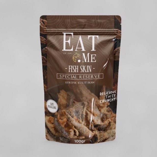 

Eat Me Fish Skin / Keripik Kulit Ikan Rasa Sapi Panggang 100 gram