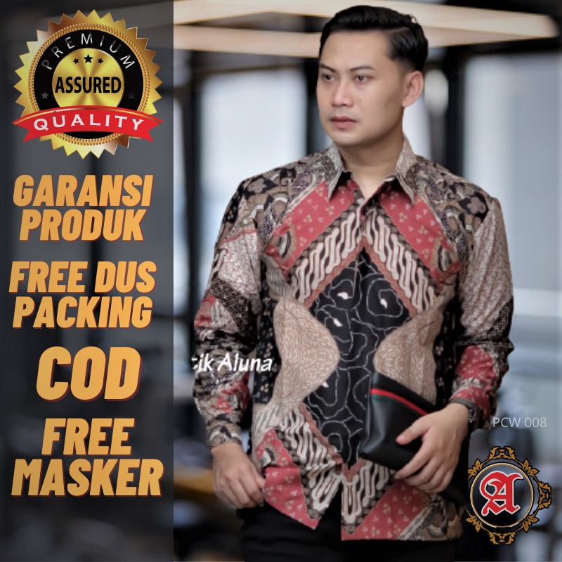 Batik Pria Lengan Panjang Reguler Fit Premium Full Furing Original Produksi Batik Aluna Solo PCW 008