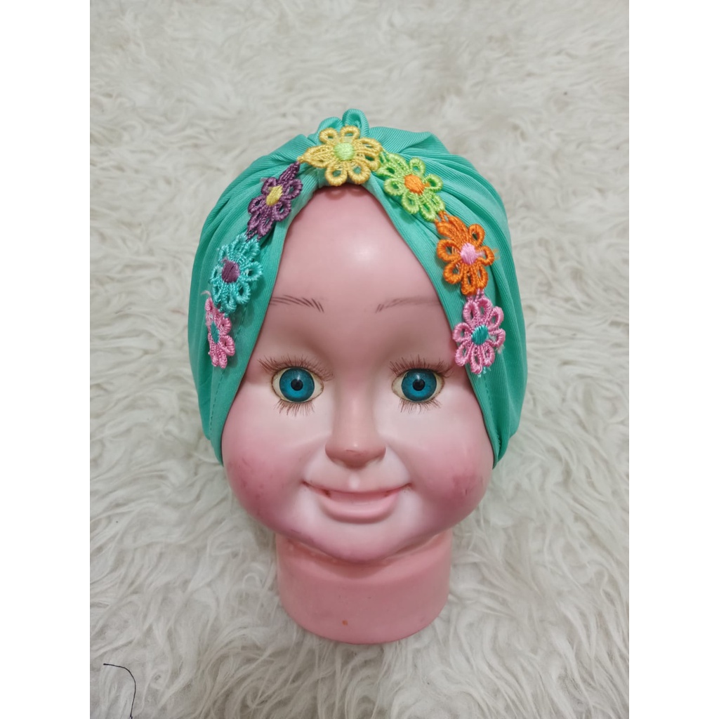 ALFATIH STORE / Turban Baby Renda Bunga / Turban Murah / 5pcs Mix warna