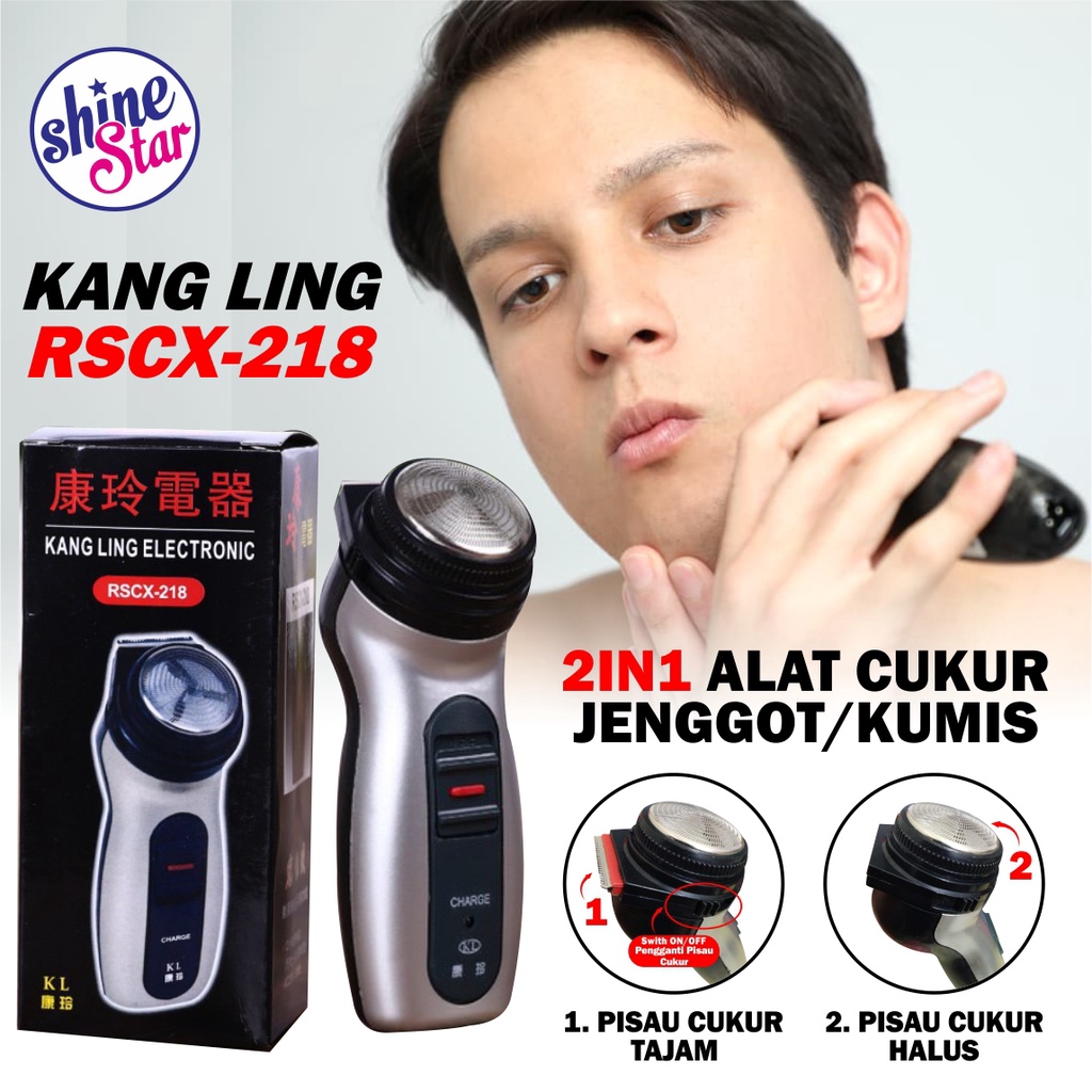 SHINE STAR - [BISA COD] Alat Cukur Raambut Kumis dan Jenggot Brewok Elektrik Cas KANG LING RSCX-218 Travel Rechargeable (tanpa Kabel) / Hair Clipper Detailer