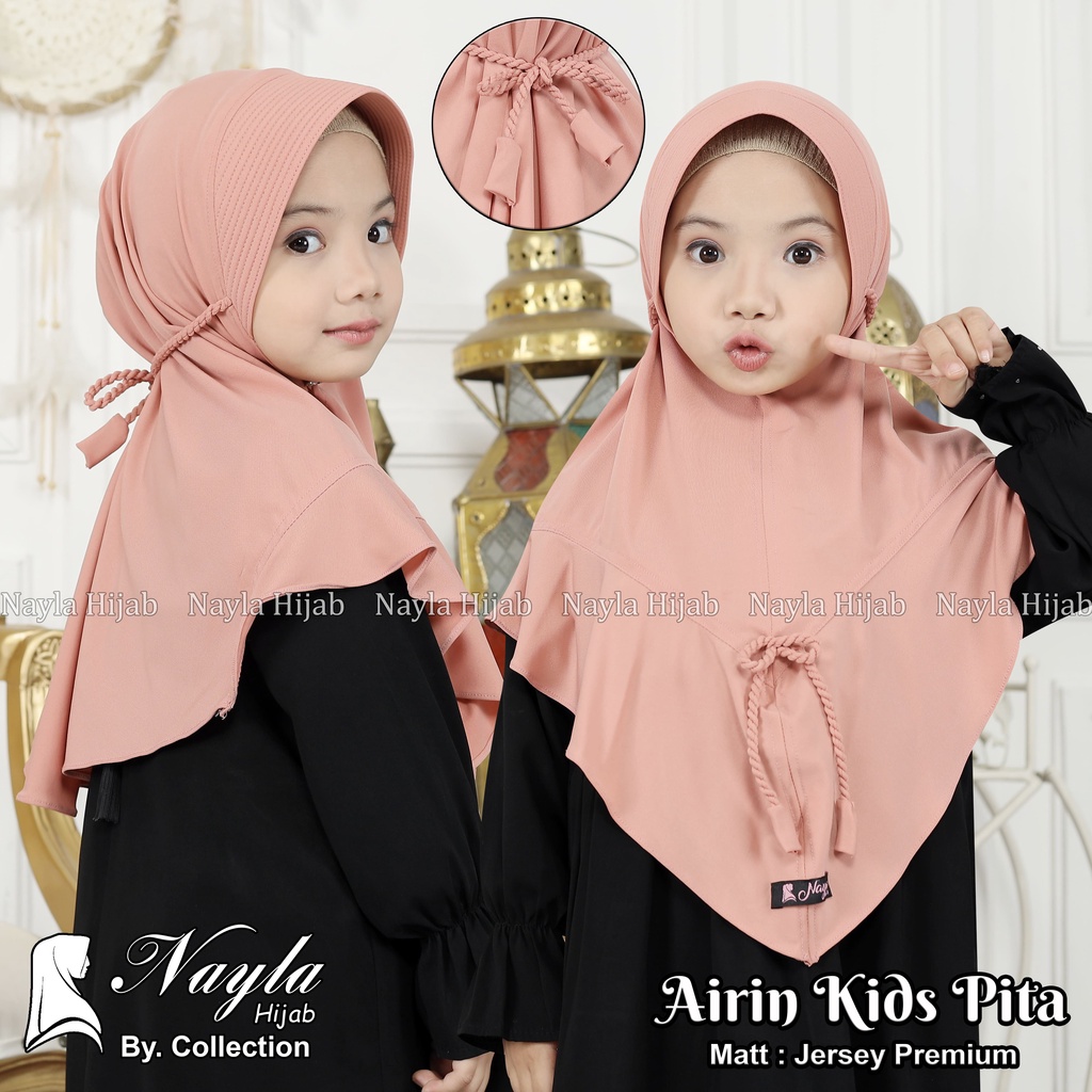 Kerudung Anak Tali Kepang AIRIN KIDS PITA Hijab Instan Anak Jersey Airis Terbaru Nayla Hija'b