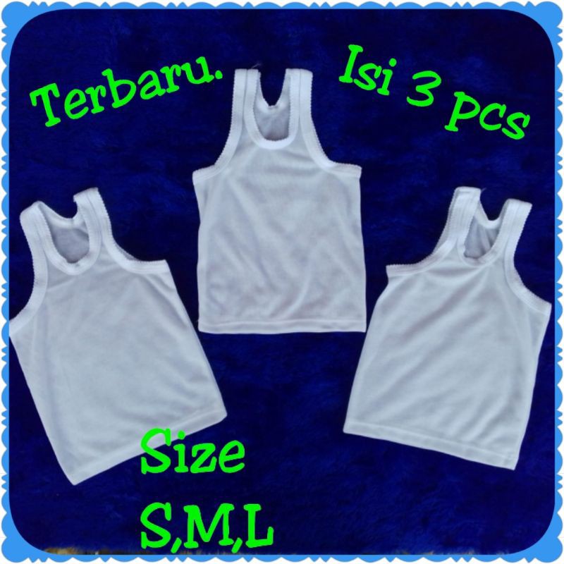 singlet bayi ukuran S,M,L kaos dalam bayi 3pcs