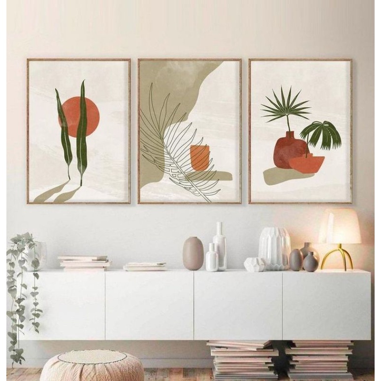 

Lukisan kanvas Abstrak Nordic Minimalis Modern 1 set 3 pcs + Frame