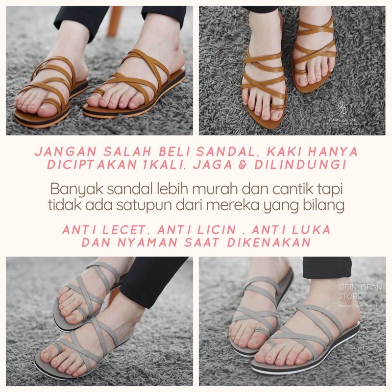 ( KIREINA ) Sandal Tali Wanita Selop Slip On Nyaman ISRIN ISRAN