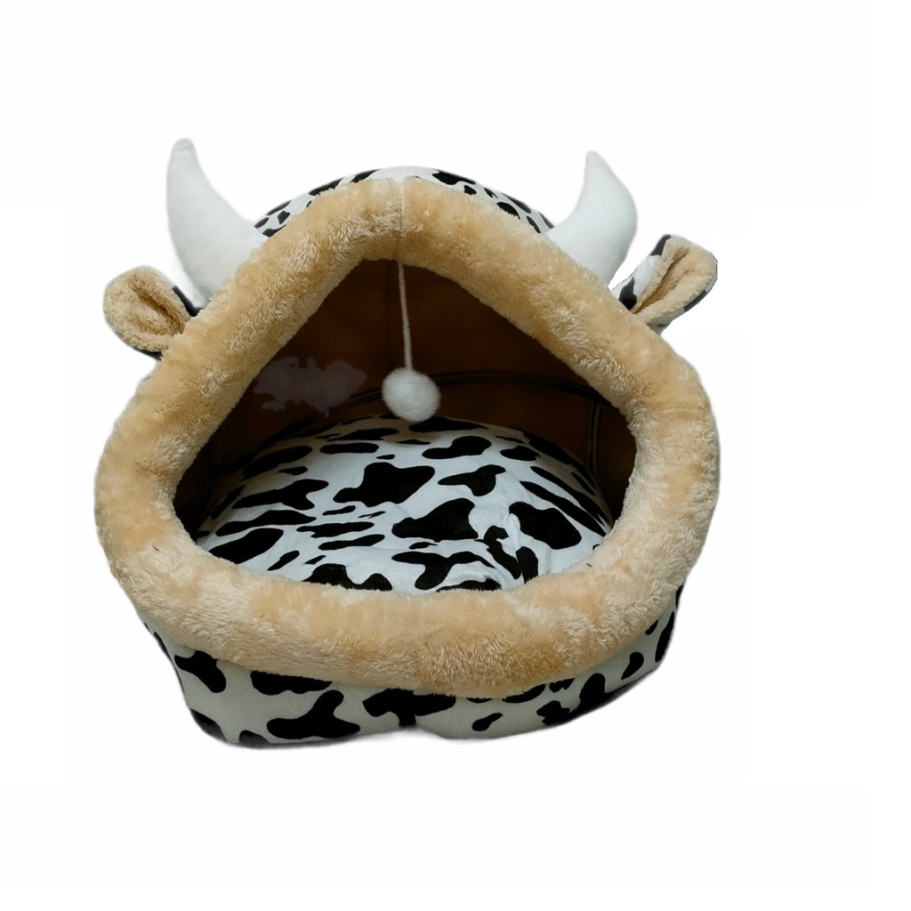 Rumah Tempat Tidur Kucing motif Sapi Cow  + bantal