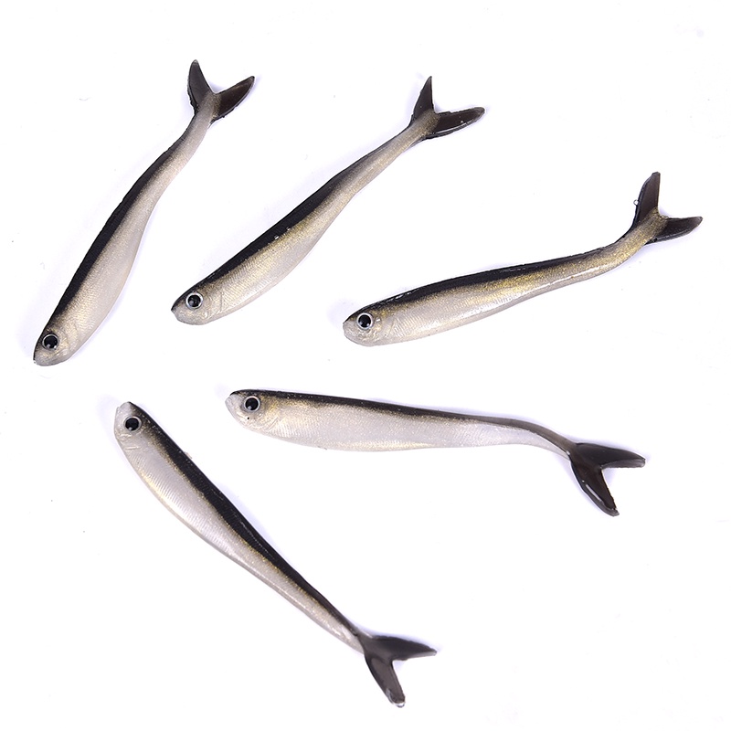 {LUCKID}10pcs 80mm Soft Fishing Lure Minnow Saltwater Freshwater Worms Artificial Bait