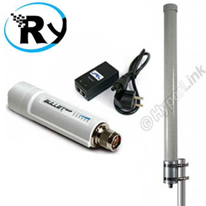Paket Ubiquiti Bullet M2HP + Adaptor 24V 1A + L-Com Hyperlink HG2415U