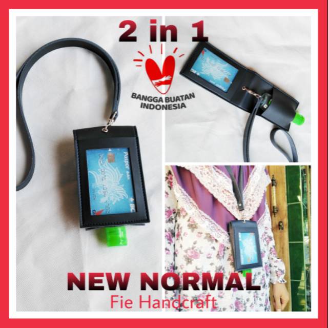 

NAME TAG ID CARD HOLDER DENGAN POCKETBAC HAND SANITIZER TERMURAH BAHAN KULIT IMITASI PREMIUM