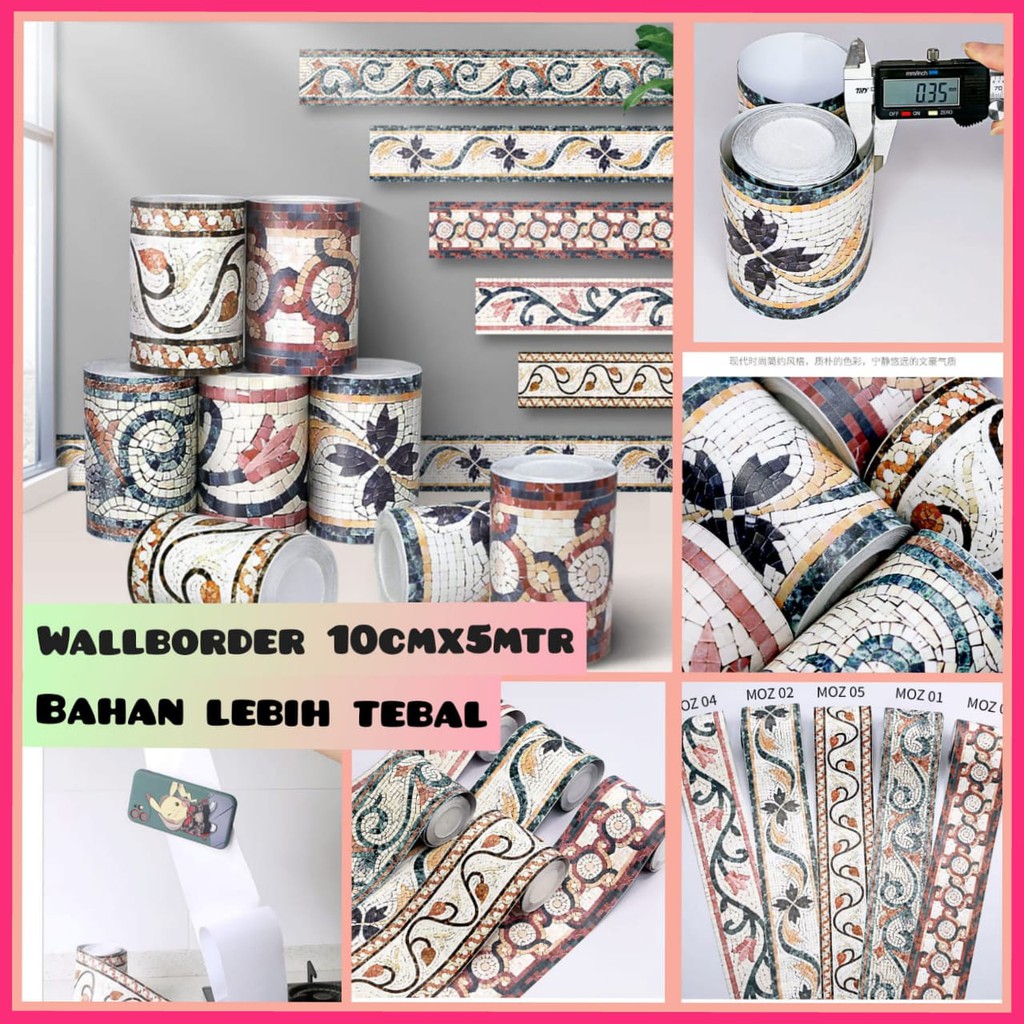 WALLPAPER BORDER LIS LIST DINDING WALL PAPER STIKER STICKER DINDING TEMBOK MOTIF MOZAIK SETIKER TEMPELAN WALLPEPER WELPAPER WALLSTICKER BORDER DEKORASI TEMBOK HIASAN DEKORASI RUMAH VINTAGE TEGEL KERAMIK KRAMIK LEMARI DAPUR DINDING KAMAR MANDI MURAH BORDER