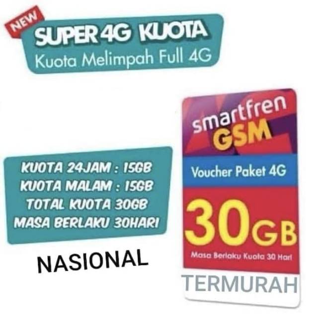 Voucher Smartfren 30GB Nasional Murah