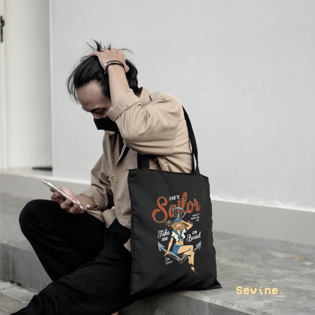 Sevine Totebag Tas Wanita Tote bag Resleting Laptop Fashion Black Series Hitam - AVT3