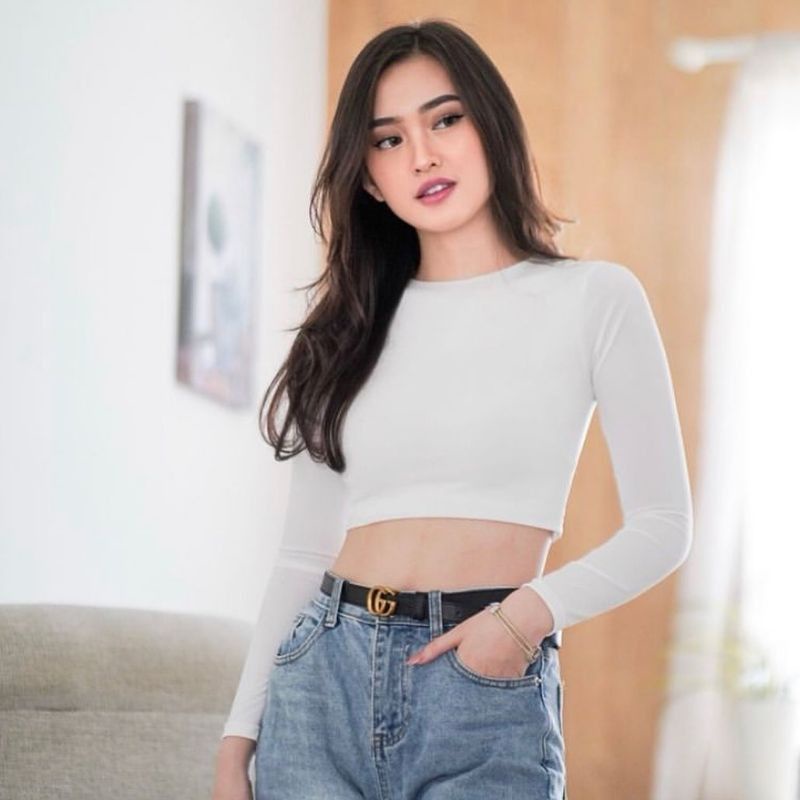 YENNI CROP BASIC PJG/CROP BASIC TANGAN PANJANG/CROP KOREAN