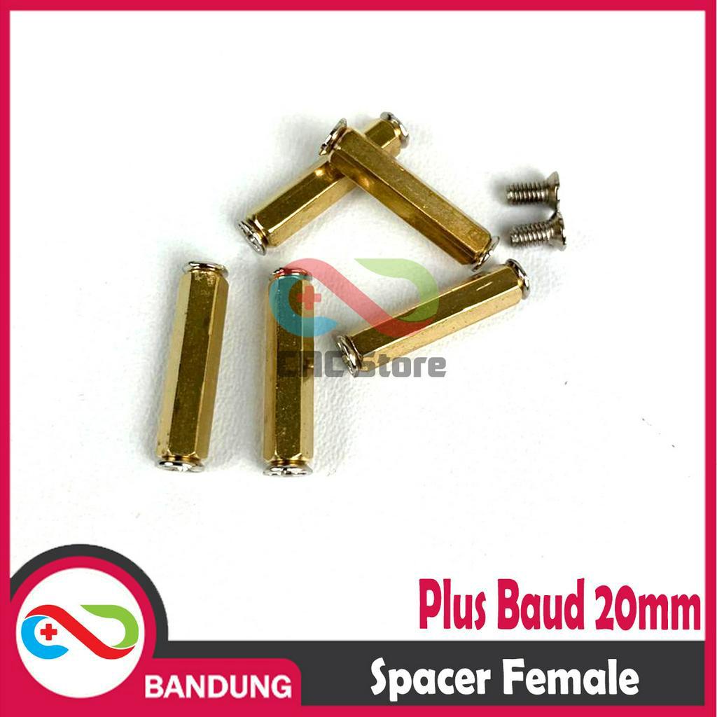 SPACER PCB METAL LOGAM 20x3MM FEMALE COOPER KUNINGAN HEXAGON PLUS BAUD