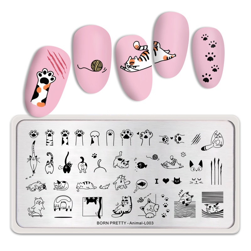 Born PRETTY Plat Stempel Kuku Motif Bunga / Geometri Untuk Manicure