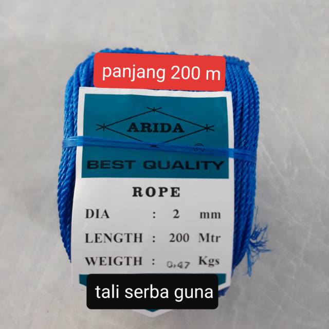 TALI TAMBANG TAMPAR  PLASTIK 2 MM 200 M ARIDA TALI JARING TALI LAYANGAN