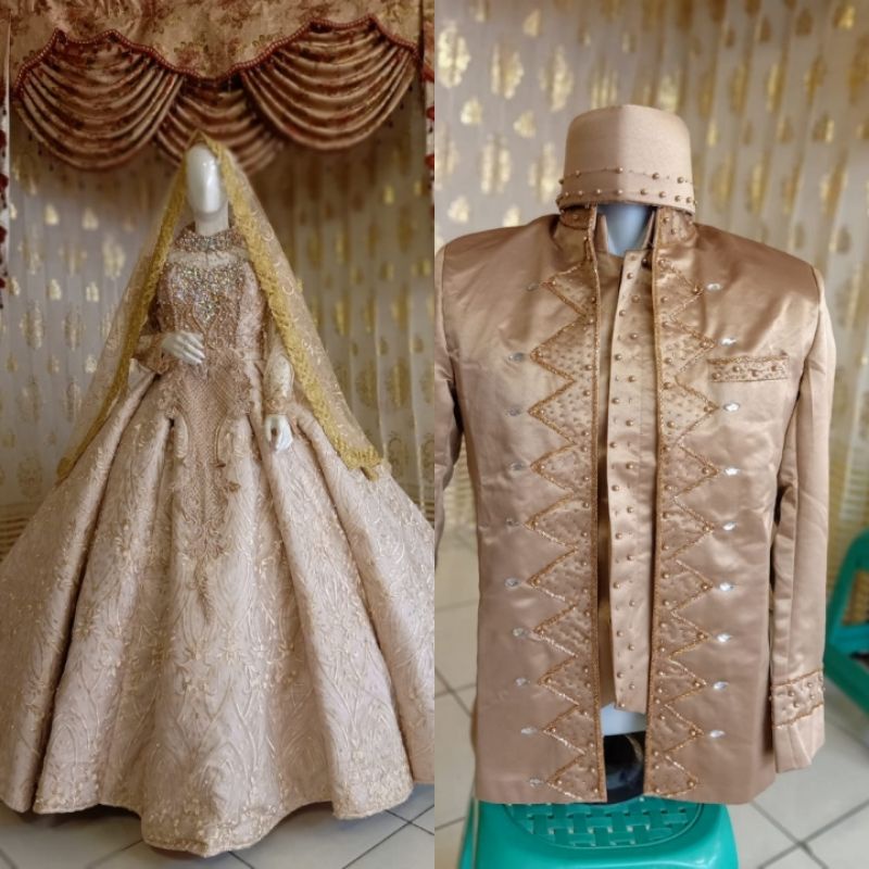 CAUPLE GAUN PENGANTIN BERBY MEWAH /GAUN PENGANTIN MUSLIM | BAJU WEDING DRESS/ GAUN  MODERN |