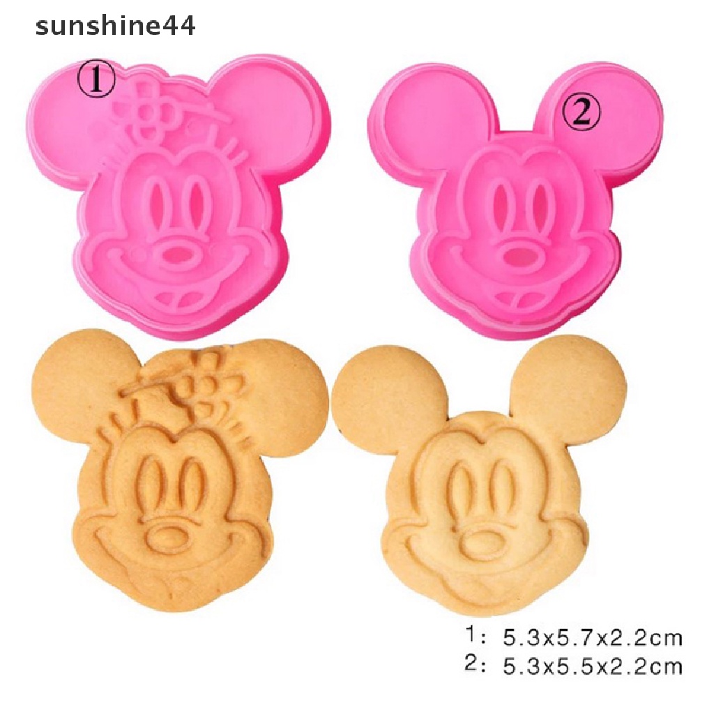 Sunshine 2pcs / set Cetakan Pemotong Kue / Biskuit Bentuk Kucing Bahan Plastik Food Grade