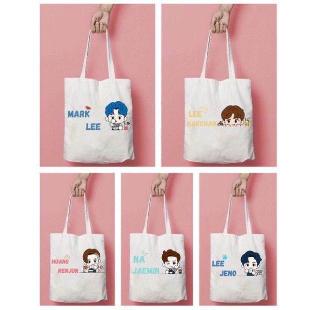 Tote Bag Kanvas Simple Cutie Character 7 NCT Dream // Cafe NCT Dream