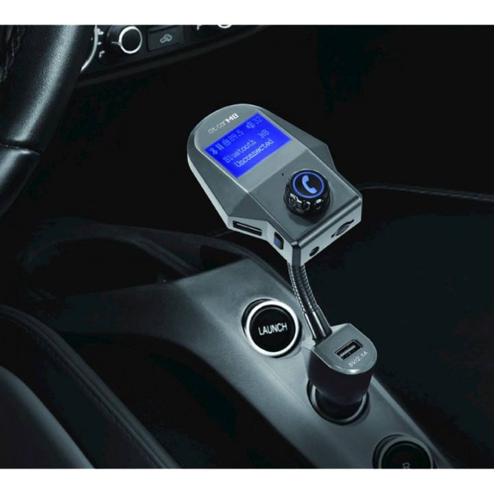 M8 Wireless In-Car Bluetooth FM Transmitter Radio Adapter Car Kit with 1.44 Inches Display and 3 USB