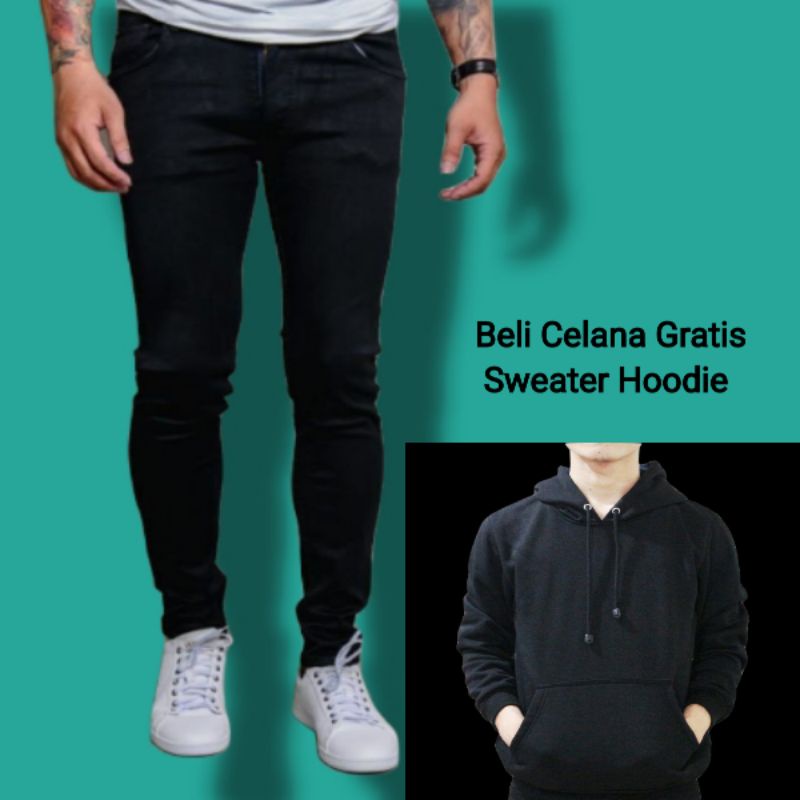 Beli satu Celana Jeans Gratis Satu Sweater Polos Hoodie Celana jeans Levis Pria Skinny Jeans PREMIUM