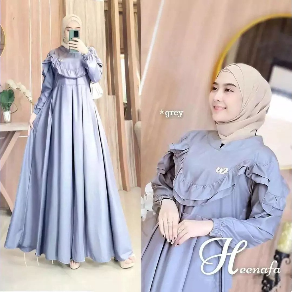 HEENAFA DRESS BL BAHAN TOYOBO LD 110 CM PB 138 GAMIS LEBARAN WANITA TERBARU 2023 SIMPLE DRESS SIMPLE HIJAN MAXI DRESS KOREAN STYLE MUSLIM