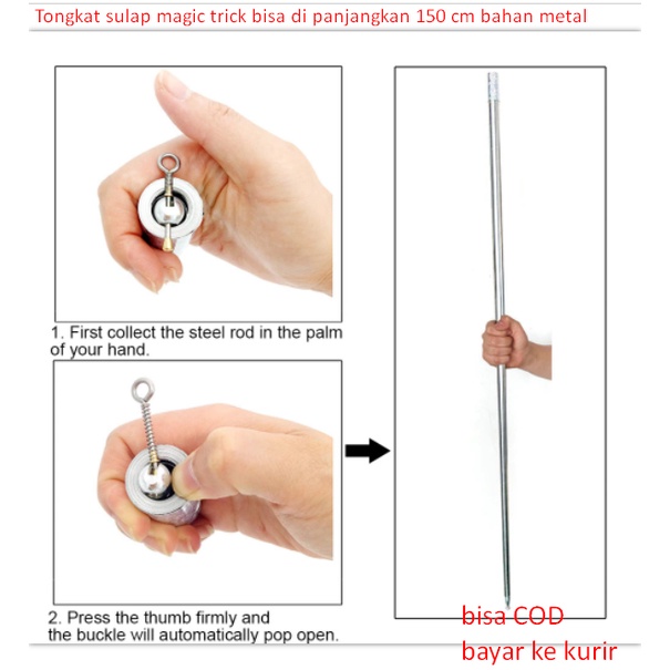 Tongkat sulap magic trick bisa di panjangkan 150 cm bahan metal