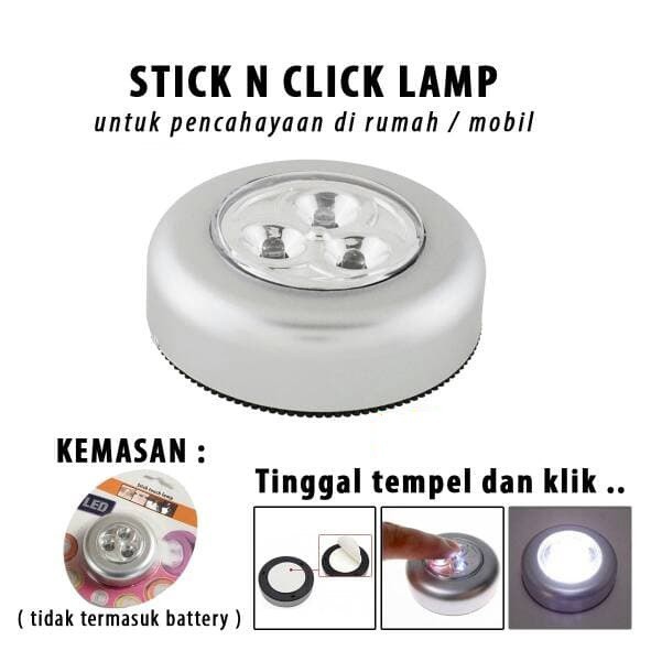 Stick N Click Lamp 3 Mata LED/Lampu Tempel Emergency/Stick Touch Lamp