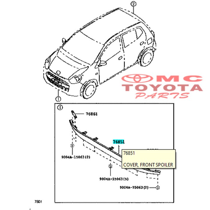 Karet Bumper Bemper Depan Bawah Agya Ayla 76851-BZ041