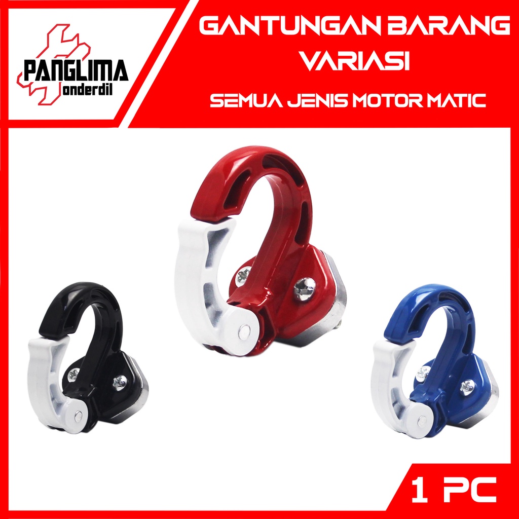 Gantungan Barang Q Motor Matic/Bebek Honda Universal Beat FI-F1-eSP &amp; Vario 150-125 LED &amp; Scoopy &amp; Mio Soul Hitam &amp; Merah &amp; Biru Cantolan-Cantelan Barang