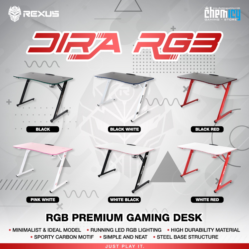 Rexus Dira RGB Gaming Desk / Meja Komputer