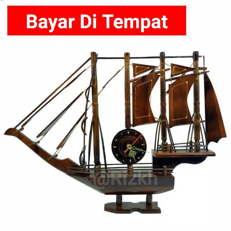 Jam Meja Duduk Kapal Kayu Jati
