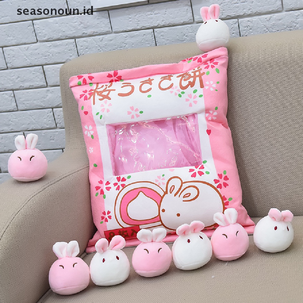 Bantal Tas Pudding Makanan Kucing Ayam Dinosaurus Bahan Plush Lembut Untuk Sofa