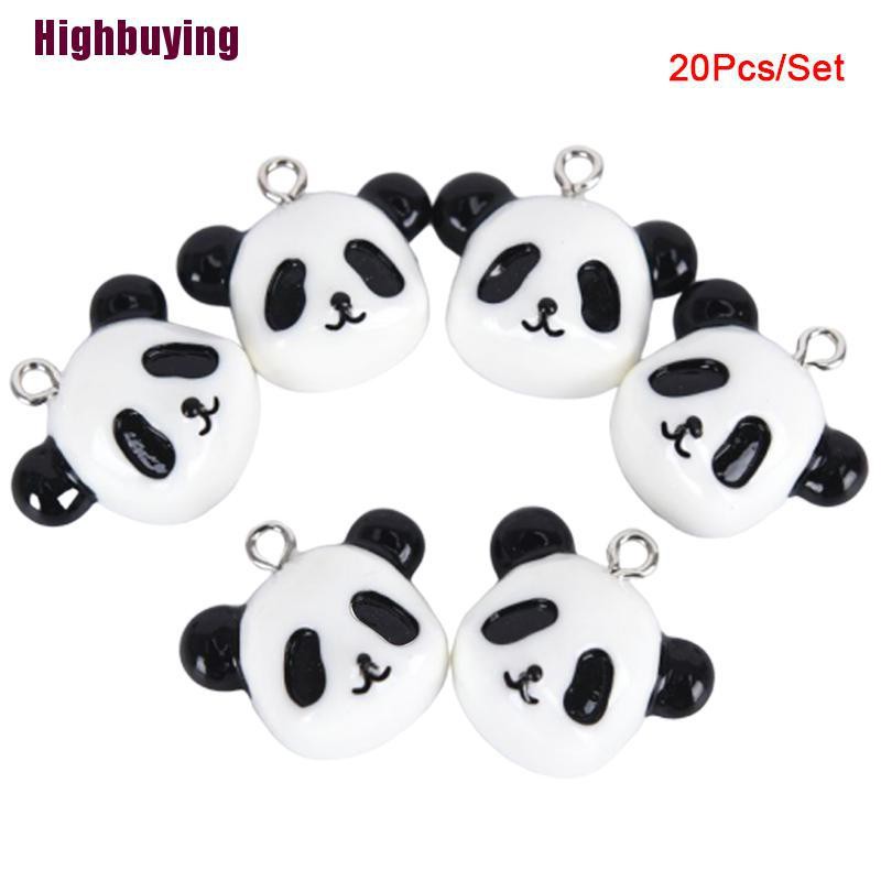 Hbid 20Pcs / Set Liontin Bentuk Panda Bahan Resin Untuk Membuat Perhiasan DIY