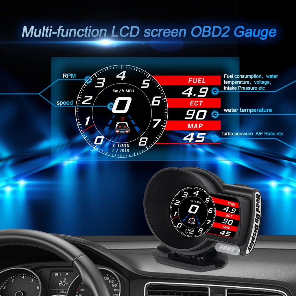 Head Up Display HUD OBD2 Speedometer Digital -F8