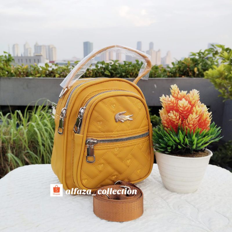 alfaza tas ransel mini 3in1 res 4ruang bahan nilon ukuran 20x20cm