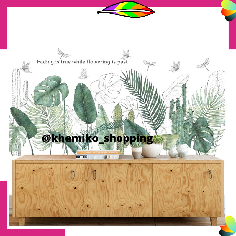 Q41 WALLSTICKER WALLSTIKER WALL STICKER STIKER WALLPAPER PAPER DINDING BORDER LIS DAUN PALEM KAKTUS 