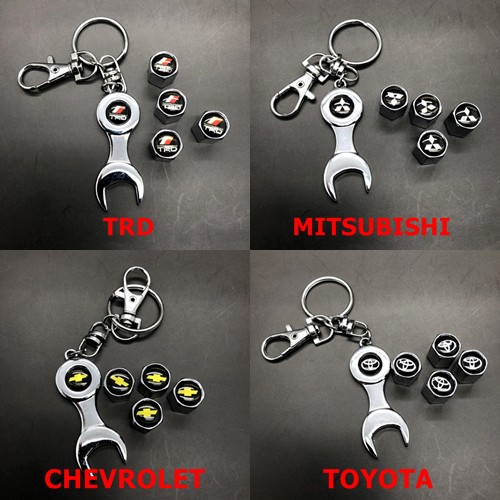 2 in 1set Gantungan Kunci Pentil Ban Mobil Stainless Keychain HONDA TOYOTA KIA NISSAN SUZUKI VW FORD