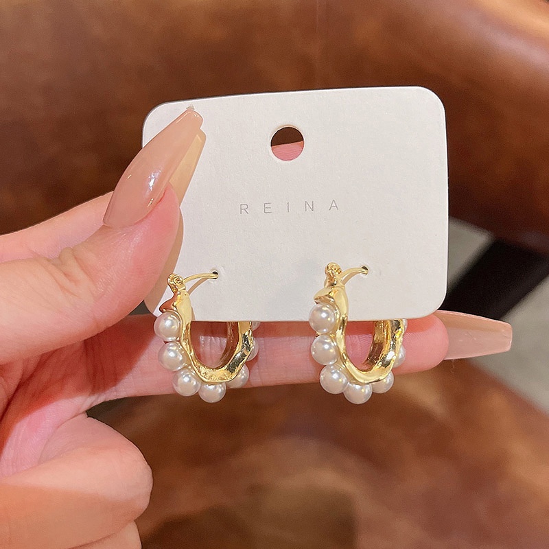 Anting Tusuk / Stud Model Retro Dengan Mutiara Imitasi Bahan silver 925