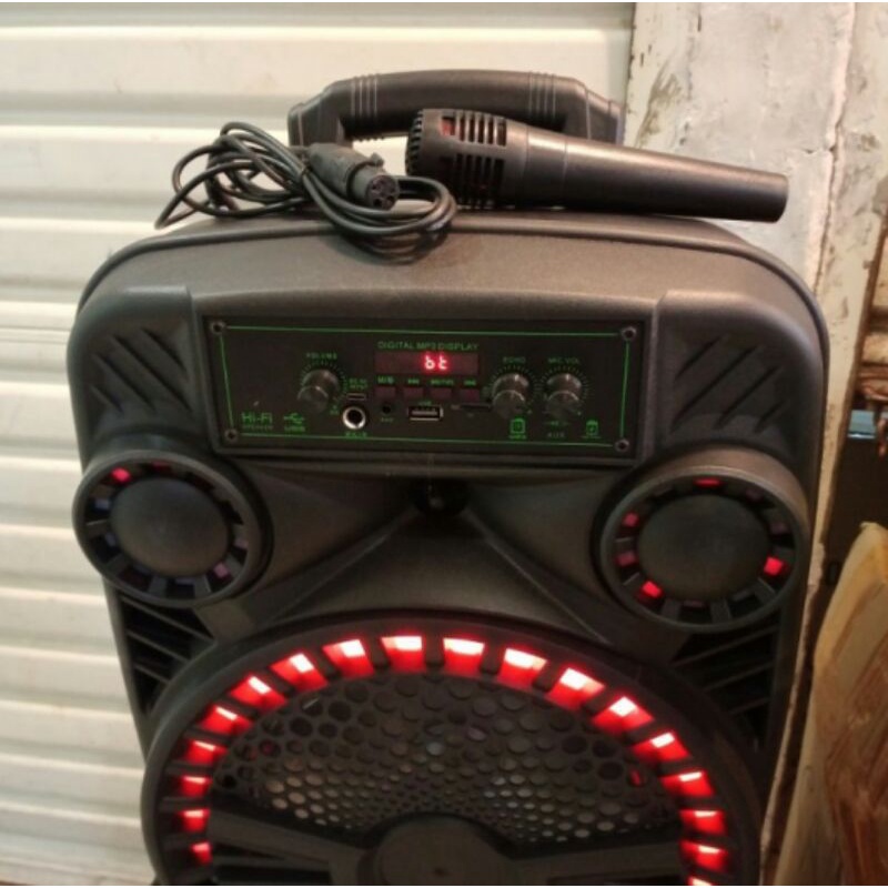 Cod Speaker Metting Fleco F-1089//Speaker Bluetooth Karaoke Free mic+Remot 10inch Bass