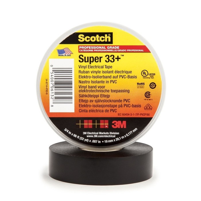 ORIGINAL ! 3M Scotch Super 33+Super Vinyl Electrical Tape Isolasi listrik 3M (3/4&quot; X 66&quot;)