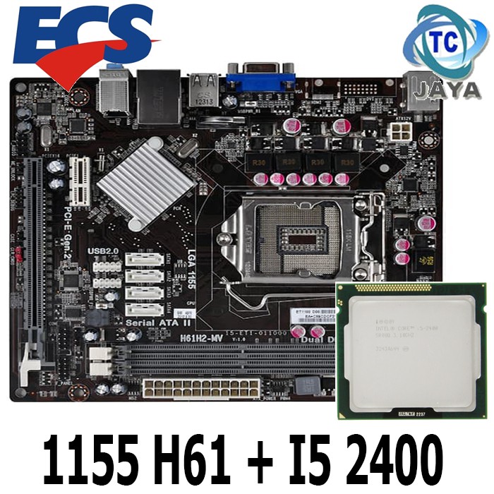 Motherboard Intel LGA 1155 H61 ECS Plus Processor core i5 2400