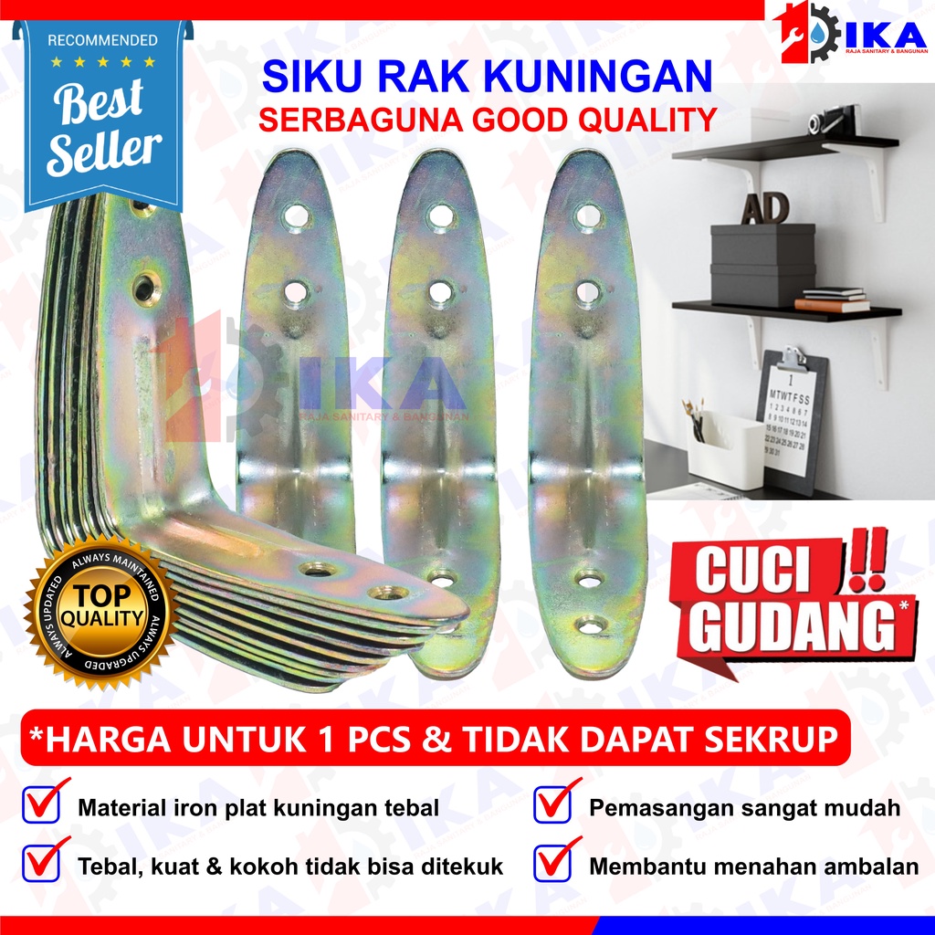 BRAKET SIKU MINI ZINC PLAT (60mm / 6cm ) L-Shaped Angle Bracket Fastener Rak Ambalan