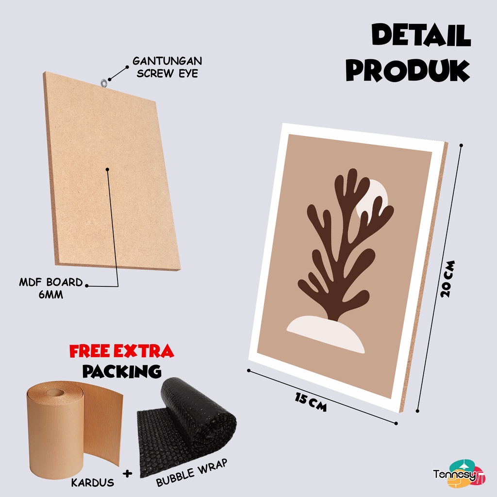 TENNESY HIASAN DINDING KAKTUS ABSTRAK KAKTUS PLANT TANAMAN BOHO WALL DECOR 15x20CM PAJANGAN KAYU POSTER DEKORASI DINDING KAMAR TIDUR RUMAH