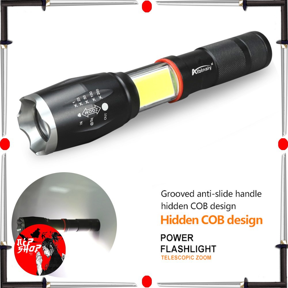 Paket Bundle Senter E17 COB XM-L T6 8000 Lumens with Charger dan Box