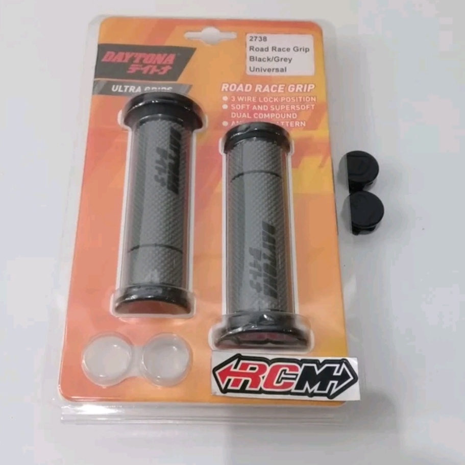 HANDPAD HANDGRIP HAND PAD HAND GRIP HANFAT TYPE ROADRACE ROAD RACE GRIP GREY BLACK HITAM 2738 ORI ORIGINAL DAYTONA ASLI