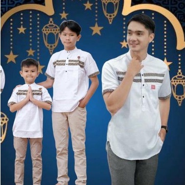 COUPLE KOKO KURTA AYAH ANAK ABG REMAJA DEWASA LENGAN PENDEK FF RENDA BAJU SERAGAM LEBARAN KASUAL GUS AZMI TERBARU 2022 MUSLIM