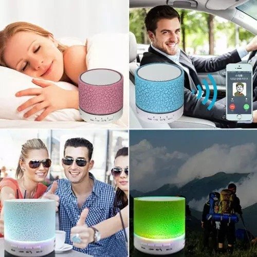 Speaker Bluetooth Mini Nirkabel Speaker Music Kartu SD USB Lampu LED