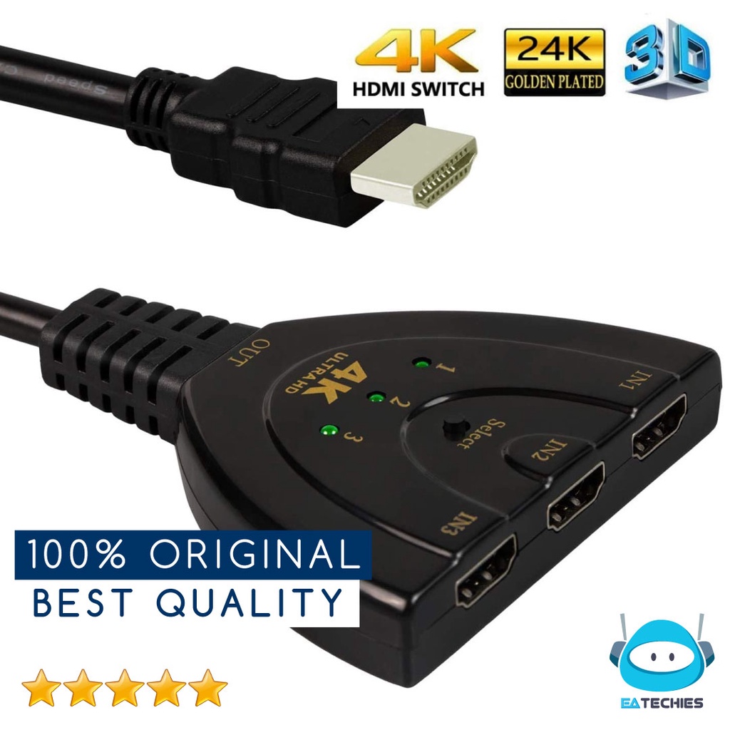 HDMI Splitter 3 Port Full HD 1080 HDMI Switcher 4K Selector Cable 50cm