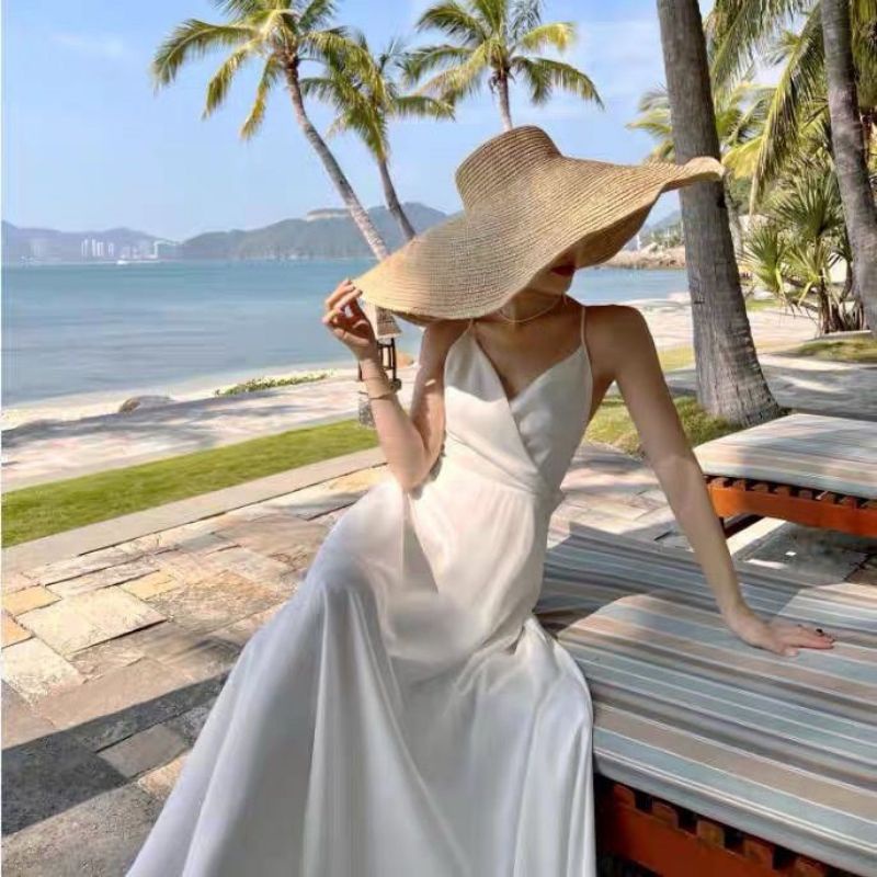 WHITE DRESS SUMMER GAUN PUTIH KOREA SLEEVELESS DRESS GAUN PUTIH KOREA GAUN A LINE DRESS A LINE DRESS KOREA IMPORT CHINA